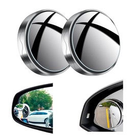 Wzenclave 2 Piezas Espejo Retrovisor Convexo para Punto Ciego para Automóvil con Ventosa, Lateral Desmontable, Espejo Retrovisor Lateral Gran Angular de 360 ​​°, Adecuado para Todo Tipo de Automóviles