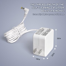 SUW Charger Accessory Parts for Self Cleaning Robot Box, 12V Cat Litter Box Power Adapter White [Suitable for Automatic Litter Box Numbered B0001-B9999]