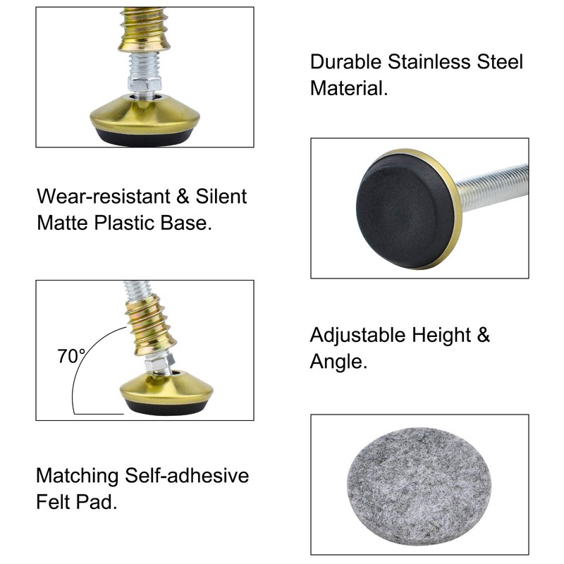 INCREWAY Swivel Furniture Leg Levelers, 4PCS Adjustable Leveling Feet Glide