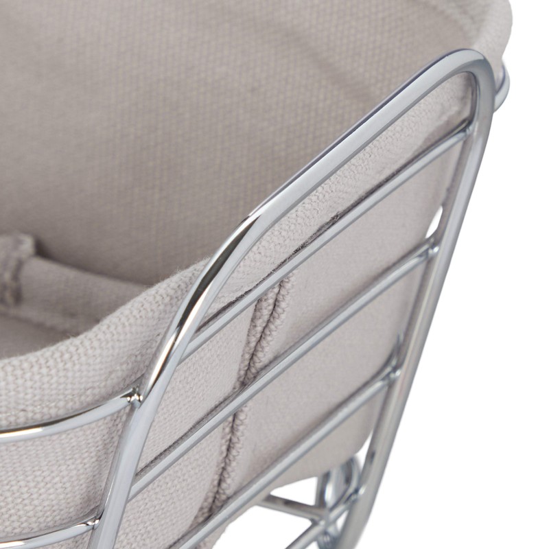 Relaxdays Bread Basket Metal with Fabric Insert, Square, Breakfast Basket