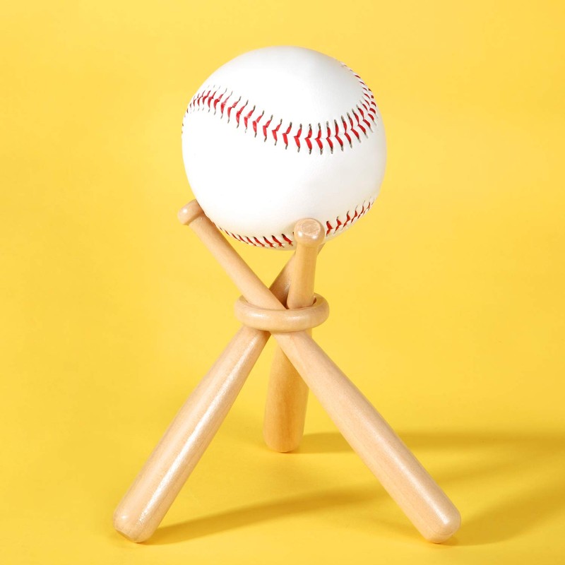 Honoson Baseball Stand Holders Balls Display Bat Wooden Stand Holder