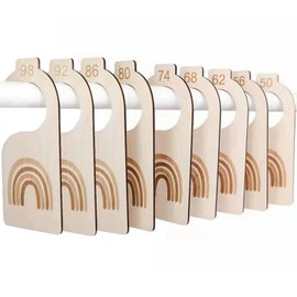 Kiwochy Baby Size Divider Wooden 9 Sizes Baby Wardrobe Dividers Baby Wardrobe Divider Baby Clothes Organiser Rainbow Design for Baby Clothes Nursery Decorations