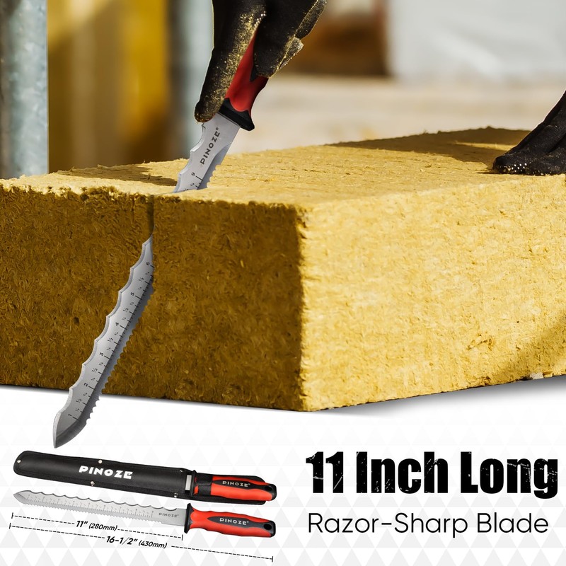 11" Insulation Knife, Stainless Steel Blade Insulation Cutter w/Laser Scale,