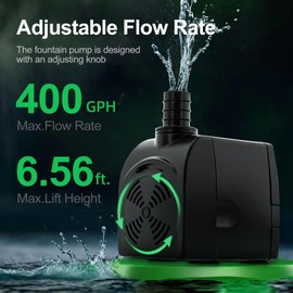 Replacement Pump 1500L/H 400GPH for LONGRUN 48'' Mirror Waterfall Fountain Indoor Water Fountain