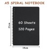 Hikrxya 4 Pack Notebook Lined A5 Spiral Notepad, Black Kraft