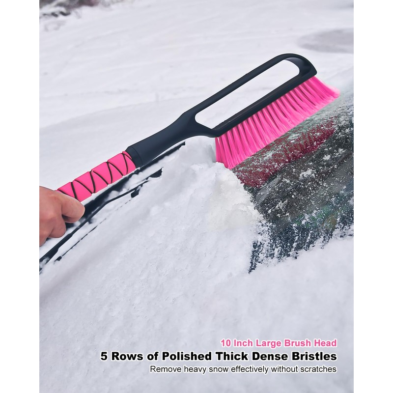 Car Snow Scraper and Brush for Window Windshield - Pink