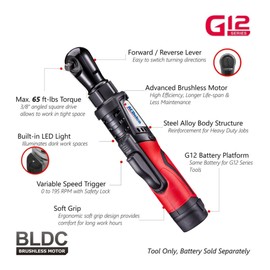 ACDelco ARW12103-K1 G12 Series 12V Cordless Li-ion 3/8” Brushless Ratchet Wrench & Impact Wrench Combo Tool