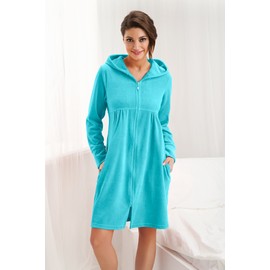 Dorota Cosy and Modern Cotton Bath Robe with Pockets, Zipper and Hood - 40