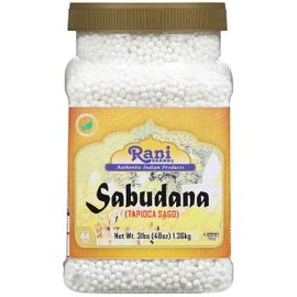 Rani Sabudana (Tapioca/Sago) Pearls 48oz (3lbs) 1.36kg Bulk PET Jar~ All Natural | Vegan | No Colors | NON-GMO | Indian Origin
