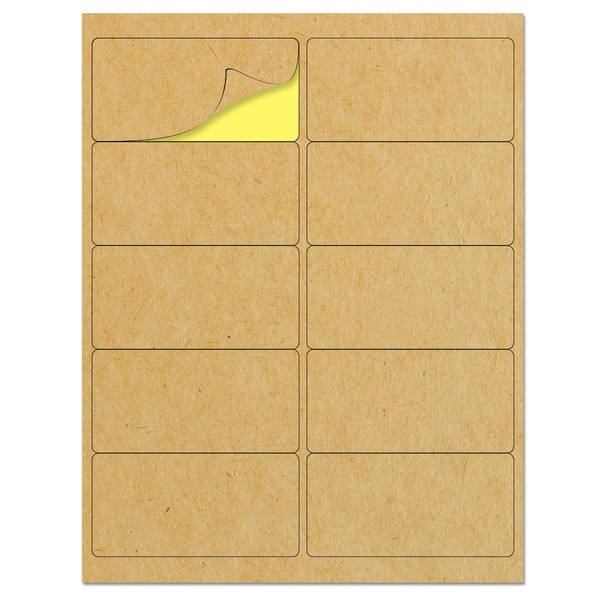 4" x 2" Kraft Labels Stickers, Letter Size with Print
