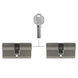 2x Profile Cylinder 80 mm 40/40 Simultaneous Locking Emergency and Danger Function Includes 10 Keys