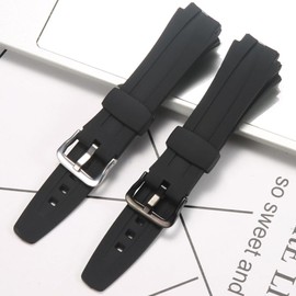 Resin Replacement Watch Strap Compatible with Casio AQ-163W AQ-160 AQ-161 Plastic Strap Men's Watchband Strap Bracelet (Silver metal buckle)