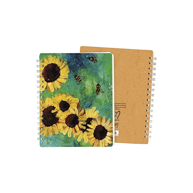Sunflower & Bumble Bee Spiral Notebook Journal - 120 lined