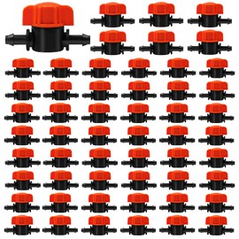 TTioDri 55 Pack 1/4" Drip Irrigation Shut Off Valves, Drip Line Shut Off Switch Valve for 1/4 Inch Drip Irrigation Tubing Water Flow Control In-Line Valve for Garden Drip Systems