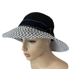 Parkhurst Women's Black/White  3" Brim Sun Hat Adjustable Packable Crushable