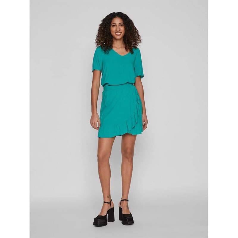 Vila Women's Vipaya Wrap Hw Short Skirt/Su-Noos Skirt, Alhambra