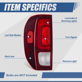 Auto Dynasty Tail Lights Assembly LED Rear Lamps Compatible with 2017-2019 Honda Ridgeline, Driver Left Side, Chrome Housing Red/Clear Lens HO2800195