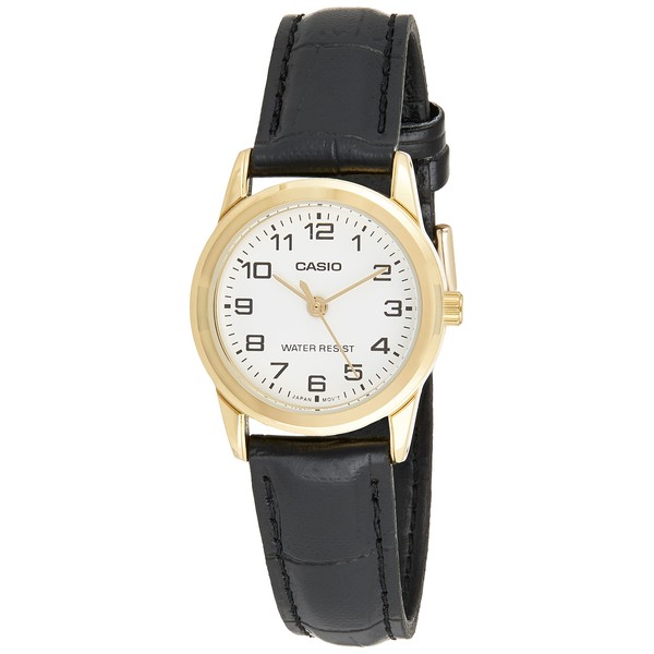 Casio LTP-V001GL-7BUDF Women's Watch Analogue Leather Black Quartz, Strap, Strap.