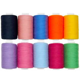 HYFTHOME 10 Spools All Purpose Sewing Thread 1000 Yards, Bobbin Polyester Thread for Sewing,Threads for Sewing Machine, Sewing Machine Supplies for Beginners, Hand Stitching, Quilting