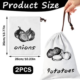 LLMSIX 2pcs Onion Storage, Potato Bag, Reusable Potato and Onion Storage Drawstring Garlic Onions Potatoes Keeper for Pantry Kitchen Refrigerator