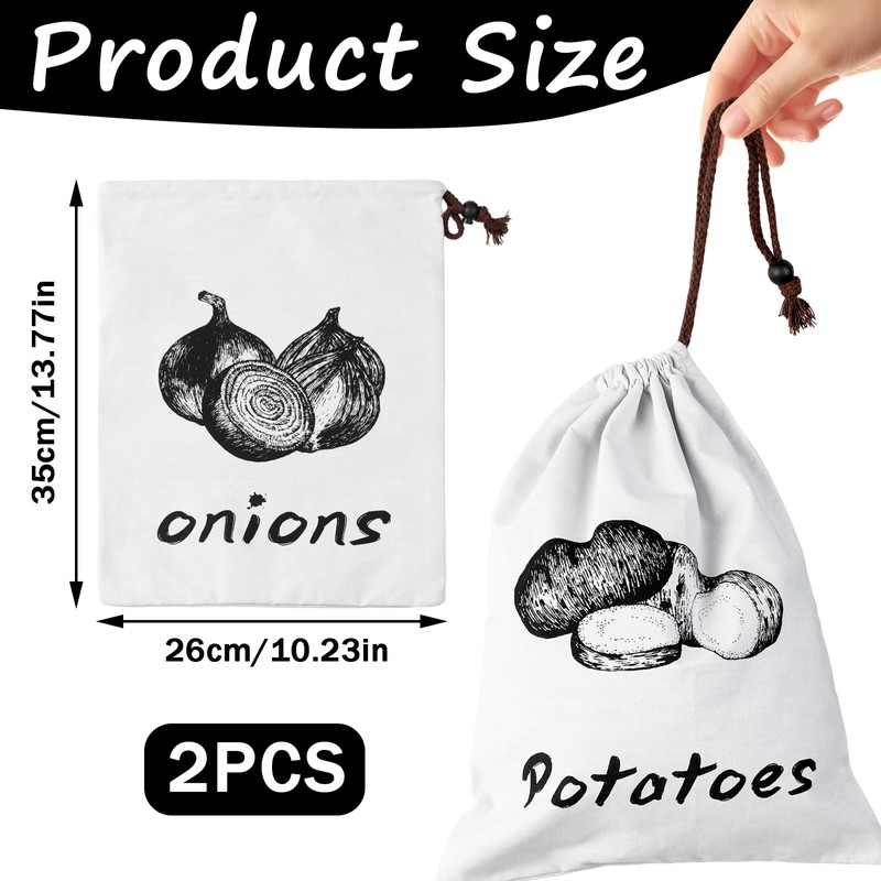 LLMSIX 2pcs Onion Storage, Potato Bag, Reusable Potato and Onion