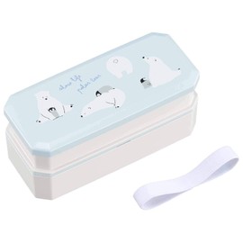 OSK PW-9 Matsukado Lunch Box, Polar Bear, 9.2 + 11.5 fl oz (260 + 340 ml), Chopsticks, Dividers, Lunch Belt Included, Compact Storage, Silver Ion, Made in Japan, Dishwasher Safe