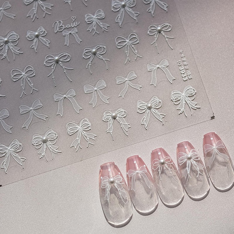 TailaiMei Bow Nail Stickers, 3D Design Self-Adhesive Nail Art Decals