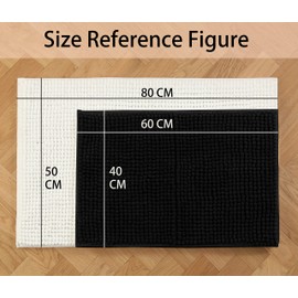 Pincy Non-Slip Chenille Bath Mat - 50 x 80 cm Shaggy Microfiber Bath Mat - Quick Water Absorbent, Machine Washable, Durable Floor Rug, Ideal for Bathroom, Room (White)