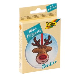 folia 52916 Felt Sewing Kit for Children's Mini Felt Line, Pendant Reindeer, 9 Pieces - Felt Sewing Set for Making a Self-Sewn Pendant