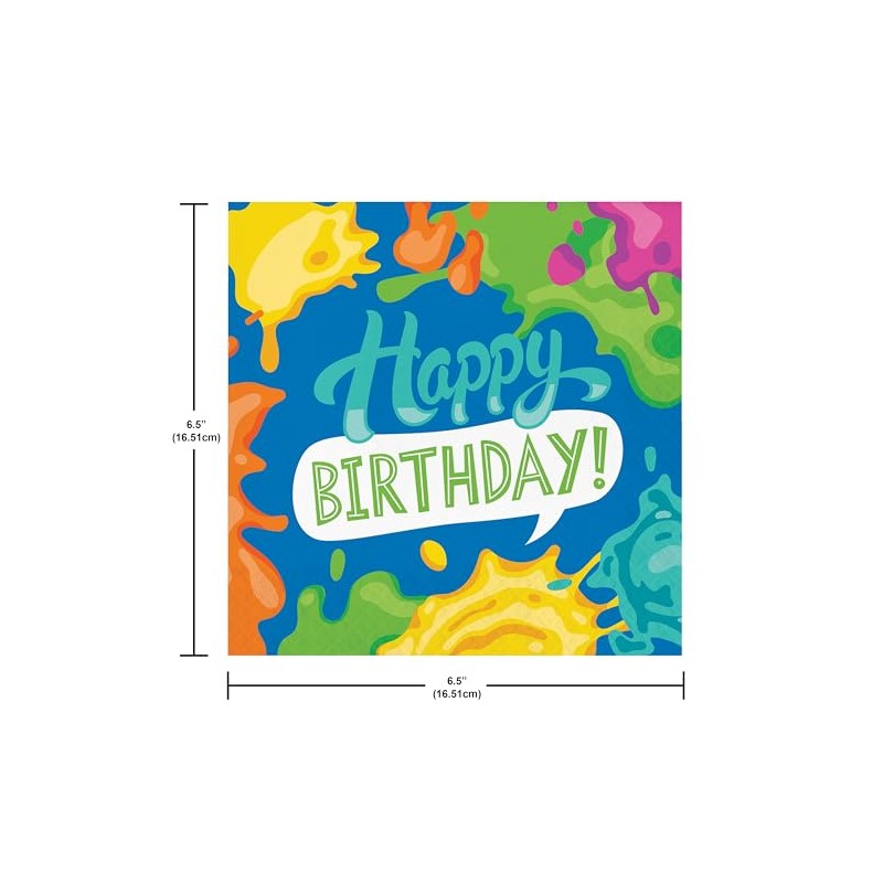 Trendware Paint Splatter "Happy Birthday" Napkins, 48 ct