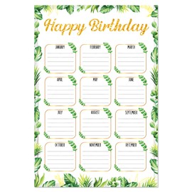 WhatSign Classroom Birthday Chart - Boho Style Happy Birthday Poster Birthday Calendar Wall for Reusable Classroom Chart Laminated Bulletin Board Decorations Back to School Supplies