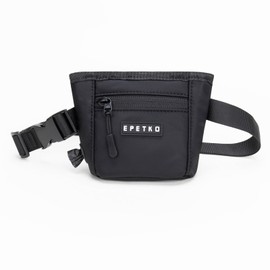 EPETKO Dog Treat Bag,Powerful Magnetic Closure Device Dog Treat Pouch, Large Capacity Dog Treat Bag Pouch with Poop Bag Dispenser, Treat Pouch for Dog Training with Metal Waistband Clip (Black)