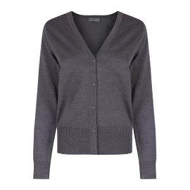 Trutex Girls Marl Grey V Neck Cardigan - 100% Cotton School Uniform Cardigans Size M - Age 14 Years - Chest 34-36"