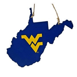 WEST VIRGINIA MOUNTAINEERS STATE OUTLINE LOGO SIGN / ORNAMENT  8"