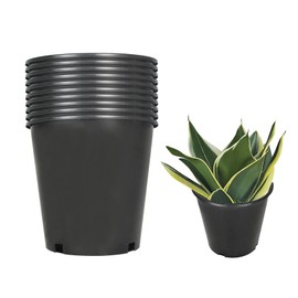 findmall 1/2/3/5/7/10/15 Gallon Pots for Plants, 2 Gallon Premium Nursery Plastic Planter Flower Herb Vegetable Garden Grow Pots with Drainage Holes for Outdoor and Indoor Use, Black, 10 Pack