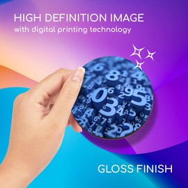 1 x Round Coaster - Blue Number Art Maths Physics Cork Backed MDF Glossy Tea Coffee Accessory #12331