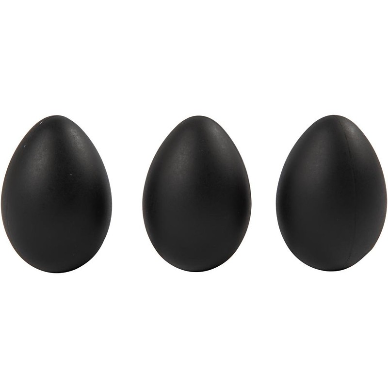 Egg, H: 6 cm, black, Plastic, 12pcs