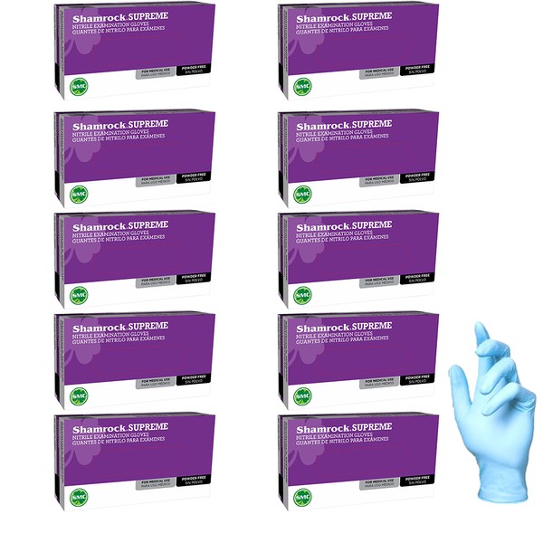 Shamrock Supreme Blue Nitrile Exam Gloves, Size XL, Case Pack