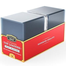 Cartón dorado - Cargadores superiores de 35 pt para tarjetas con fundas suaves de bono - 100 unidades - Toploaders premium de 3 x 4 pulgadas - Protege
