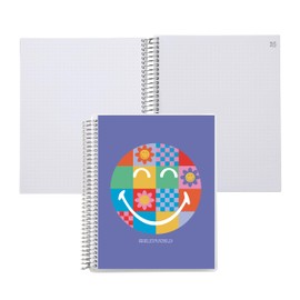 Erin Condren 8.5x11 SmileyWorld Icon Spiral Notebook, Dot Grid Layout with 80 Lb Paper, SmileyWorld Icon Classic Cover, Dot Grid Notebook, Platinum Coil