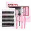 SASHA Kit de Pestañas Postizas DIY, 144 Pestañas Individuales Racimos