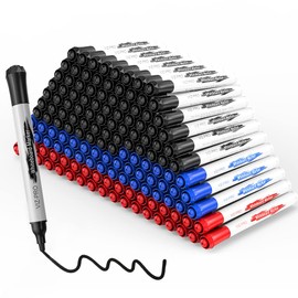 VIZ-PRO Dry Erase Markers Fine Bullet Tip, 3 Assorted Colors, 144 Pcs Low-Odor Whiteboard Pens