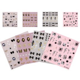 LabTabBa Nail Art Stickers 5D Embossed Self-Adhesive Nail Decals with 3D Acrylic Flowers, Leaf & Vine Designs for Spring Summer Manicure, DIY Nail Design Kit for Women