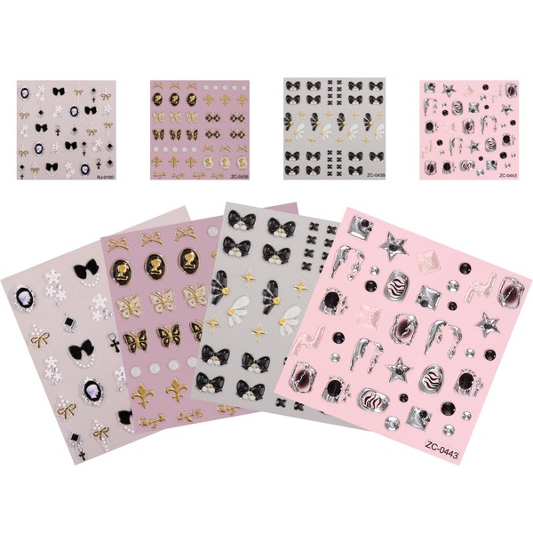 LabTabBa Nail Art Stickers 5D Embossed Self-Adhesive Nail Decals with