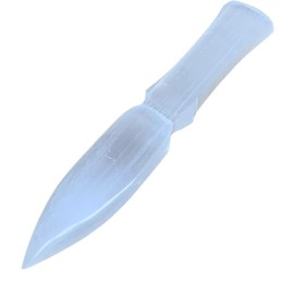 140g, 7.5"x1.3"x0.6", Natural Untreated Selenite Knife Dagger (Satin Spar) Crystal, Home Decor, Metaphysical, Collectible, from Morocco, B36312