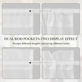 NICETOWN - Juego de 2 cortinas francesas para puerta con aspecto semitransparente para filtrar la luz, con bolsillo para barra, persianas de gasa para puerta delantera, trasera, ventana pequeña, 25 x