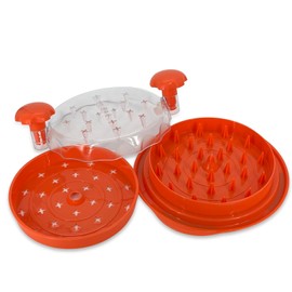 THEYESLITUP Chicken Shredder, Visible Meat Shredders Tool Twist with Separete Plate, Chicken Breast Shredder Machine, Ergonomic Handle, Anti-Slip Strip, BPA Free, Pork Beef Chicken (Lava Orange)