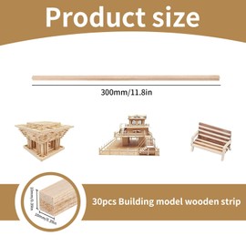 Eidoct 30 Pcs Square Wooden Sticks, Balsa Wood Sticks, Unfinished Hardwood Strips, Natural Long Woodcraft Sticks, Wood Dowel Rods, for DIY Molding Crafts Projects Making Stands (10 x 10 x 300 mm)