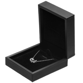 Giftop PU Leather Necklace Pendant Box for Wedding,Jewelry Gift Storage Display Case (Black)