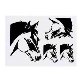 4 x 'Horse Face' Temporary Tattoos - Water Resistant, Skin-Safe, Non-Toxic Transfers, Mixed Sizes (TO00068810)